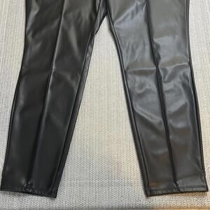 Nine West Black Vegan Leather High Rise Seamed Leggings XXL